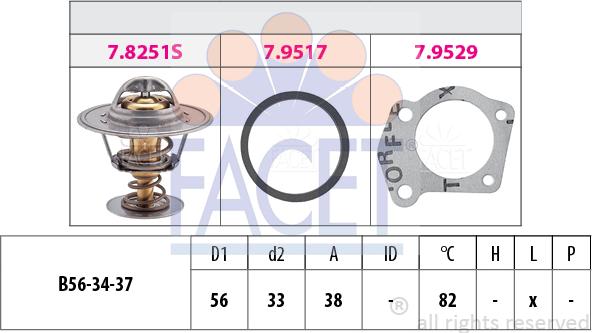 FACET 7.8251 - Термостат охлаждающей жидкости / корпус autospares.lv