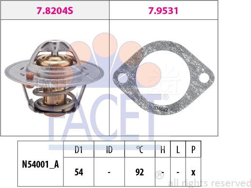 FACET 7.8204 - Термостат охлаждающей жидкости / корпус autospares.lv