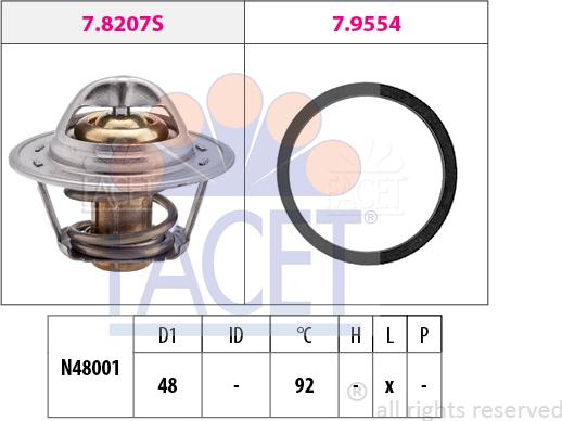 FACET 7.8207 - Термостат охлаждающей жидкости / корпус autospares.lv