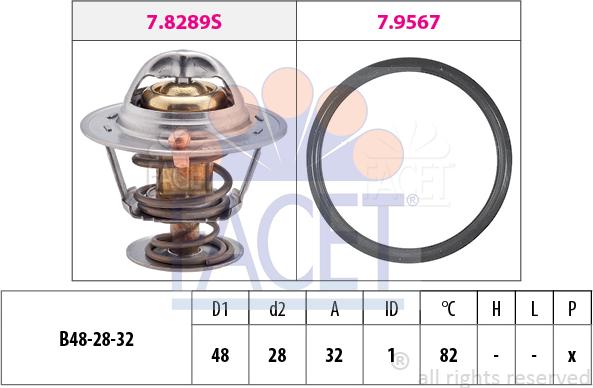 FACET 7.8289 - Термостат охлаждающей жидкости / корпус autospares.lv