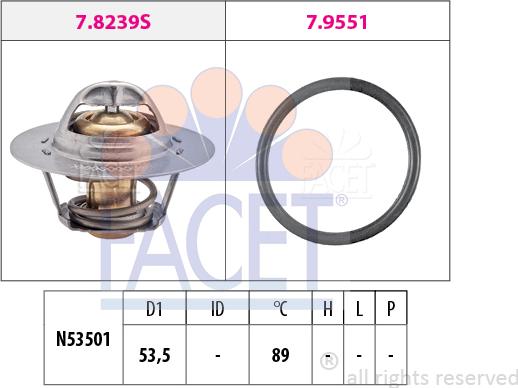 FACET 7.8239 - Термостат охлаждающей жидкости / корпус autospares.lv