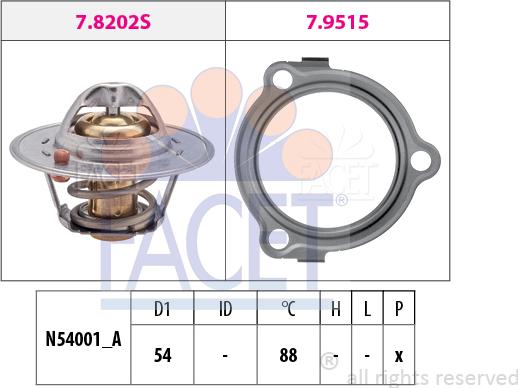 FACET 7.8234 - Термостат охлаждающей жидкости / корпус autospares.lv