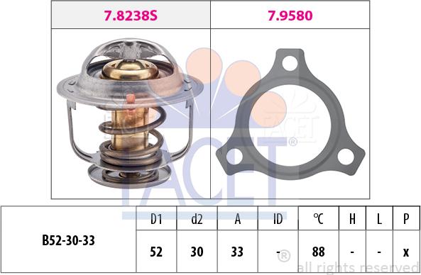 FACET 7.8238 - Термостат охлаждающей жидкости / корпус autospares.lv