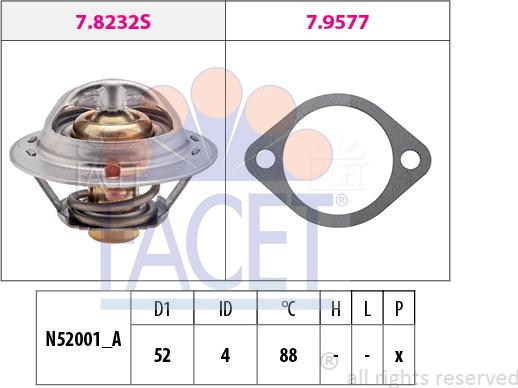 FACET 7.8237 - Термостат охлаждающей жидкости / корпус autospares.lv