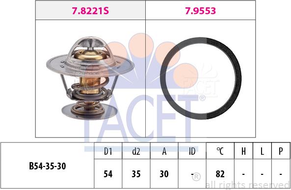 FACET 7.8221 - Термостат охлаждающей жидкости / корпус autospares.lv