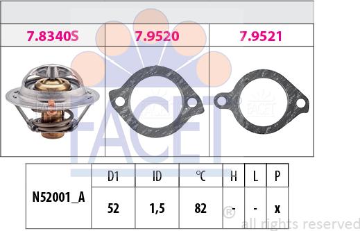 FACET 7.8228 - Термостат охлаждающей жидкости / корпус autospares.lv