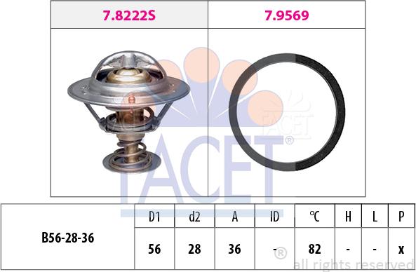 FACET 7.8222 - Термостат охлаждающей жидкости / корпус autospares.lv
