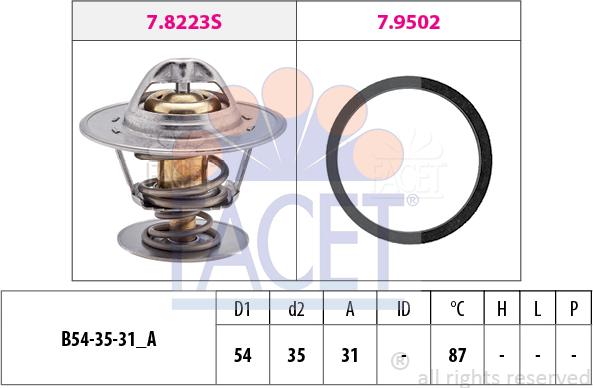 FACET 7.8278 - Термостат охлаждающей жидкости / корпус autospares.lv