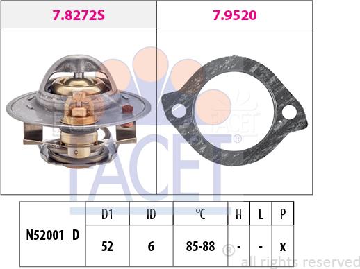 FACET 7.8272 - Термостат охлаждающей жидкости / корпус autospares.lv