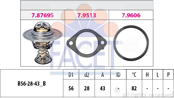 FACET 7.8769 - Термостат охлаждающей жидкости / корпус autospares.lv