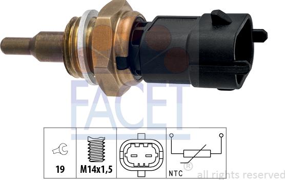 FACET 7.3411 - Датчик, температура охлаждающей жидкости autospares.lv