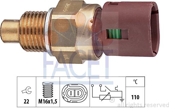 FACET 7.3555 - Датчик, температура охлаждающей жидкости autospares.lv