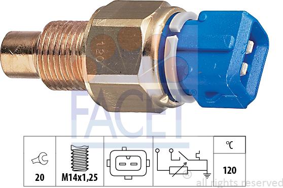 FACET 7.3558 - Датчик, температура охлаждающей жидкости autospares.lv