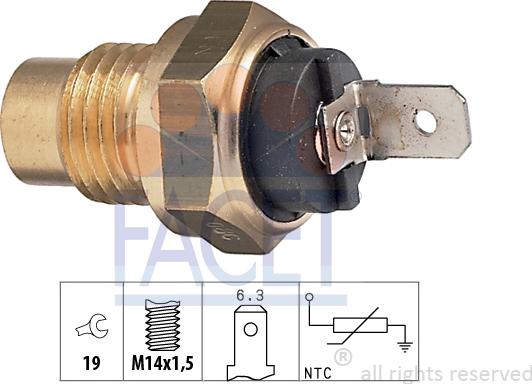 FACET 7.3096 - Датчик, температура масла autospares.lv