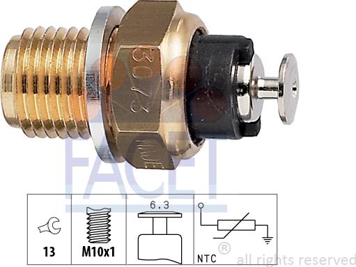 FACET 7.3073 - Датчик, температура масла autospares.lv