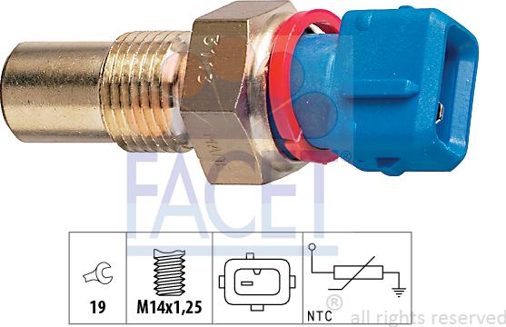 FACET 7.3113 - Датчик, температура масла autospares.lv