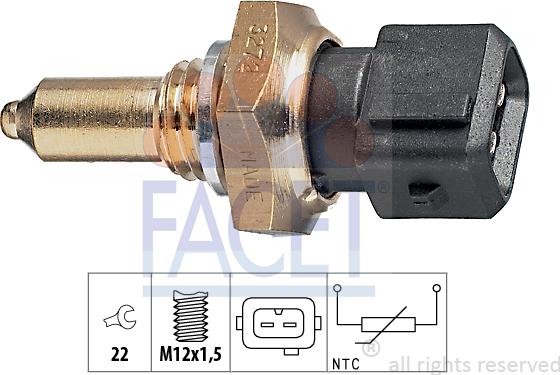 FACET 7.3272 - Датчик, температура масла autospares.lv