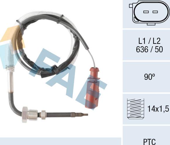 FAE 68090 - Датчик, температура выхлопных газов autospares.lv
