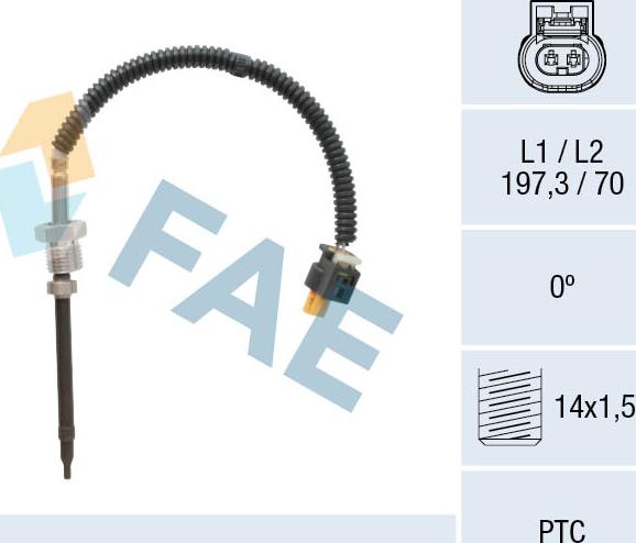 FAE 68043 - Датчик, температура выхлопных газов autospares.lv