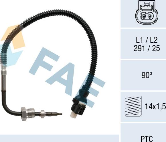 FAE 68053 - Датчик, температура выхлопных газов autospares.lv