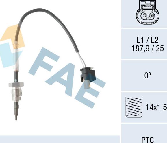 FAE 68052 - Датчик, температура выхлопных газов autospares.lv