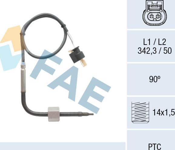 FAE 68004 - Датчик, температура выхлопных газов autospares.lv