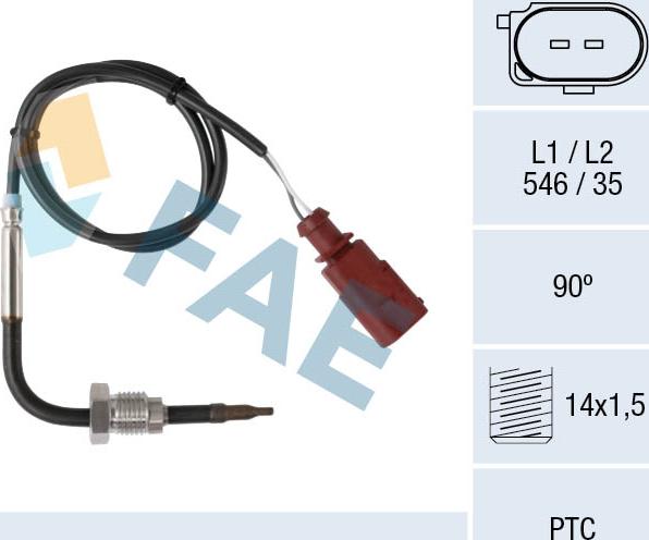 FAE 68016 - Датчик, температура выхлопных газов autospares.lv
