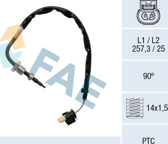 FAE 68031 - Датчик, температура выхлопных газов autospares.lv