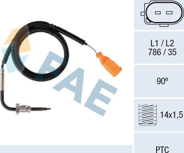 FAE 68079 - Датчик, температура выхлопных газов autospares.lv