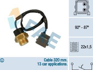 FAE 36730 - Термовыключатель, вентилятор радиатора / кондиционера autospares.lv