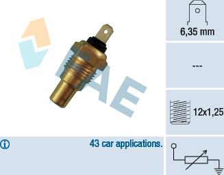 FAE 31650 - Датчик, температура охлаждающей жидкости autospares.lv