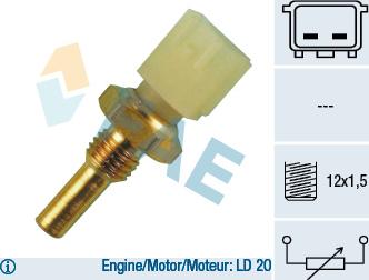 FAE 33040 - Датчик, температура охлаждающей жидкости autospares.lv