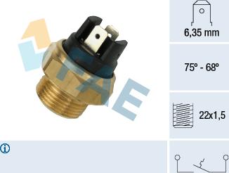 FAE 37480 - Термовыключатель, вентилятор радиатора / кондиционера autospares.lv