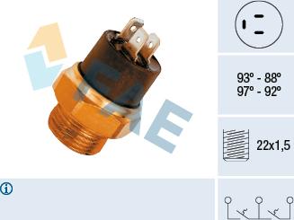 FAE 37850 - Термовыключатель, вентилятор радиатора / кондиционера autospares.lv