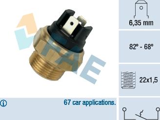 FAE 37350 - Термовыключатель, вентилятор радиатора / кондиционера autospares.lv