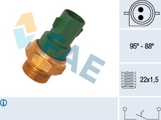 FAE 37240 - Термовыключатель, вентилятор радиатора / кондиционера autospares.lv