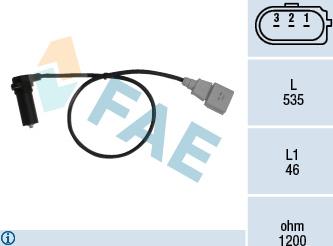 FAE 79067 - Датчик импульсов, коленвал autospares.lv