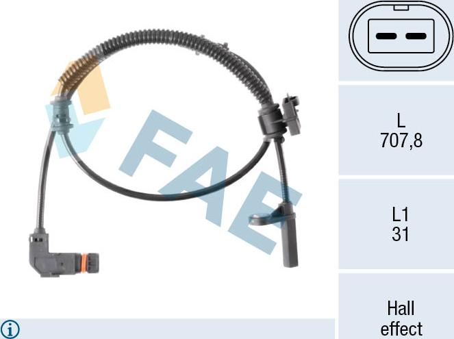 FAE 78636 - Датчик ABS, частота вращения колеса autospares.lv