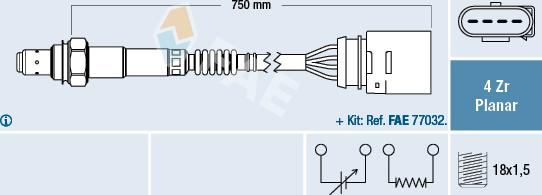 FAE 77909 - Лямбда-зонд, датчик кислорода autospares.lv