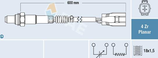 FAE 77496 - Лямбда-зонд, датчик кислорода autospares.lv