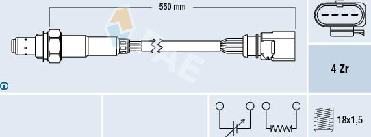 FAE 77439 - Лямбда-зонд, датчик кислорода autospares.lv