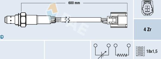 FAE 77593 - Лямбда-зонд, датчик кислорода autospares.lv