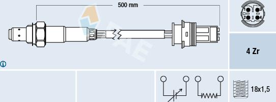 FAE 77504 - Лямбда-зонд, датчик кислорода autospares.lv