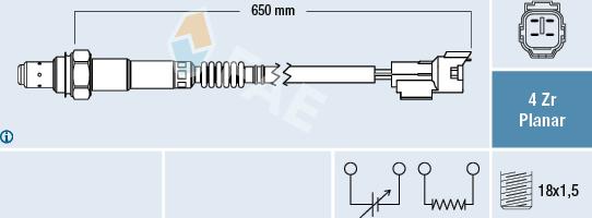 FAE 77500 - Лямбда-зонд, датчик кислорода autospares.lv