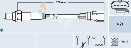 FAE 77508 - Лямбда-зонд, датчик кислорода autospares.lv