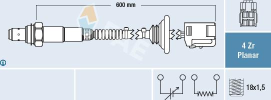 FAE 77521 - Лямбда-зонд, датчик кислорода autospares.lv