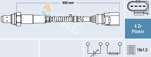 FAE 77697 - Лямбда-зонд, датчик кислорода autospares.lv