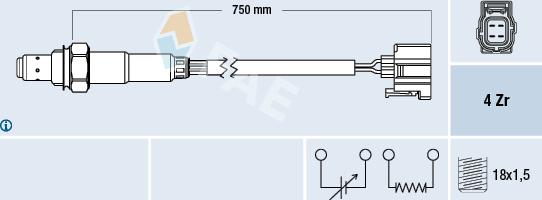 FAE 77339 - Лямбда-зонд, датчик кислорода autospares.lv