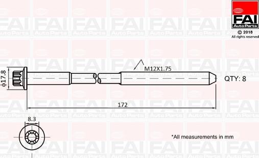 FAI AutoParts B1060 - Комплект болтов головки цилиндра autospares.lv