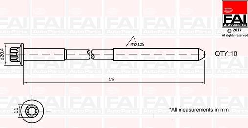 FAI AutoParts B292 - Комплект болтов головки цилиндра autospares.lv